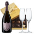 Dom Perignon Rose with Godiva Chocolate and Flute Set