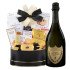 Dom Perignon Champagne And Godiva Black & Gold Celebration Gift Basket