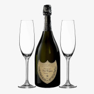 Dom Perignon Brut Champagne and Flutes Gift Set