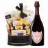 Dom Perignon Rose Brut Champagne with Golden Gift Basket