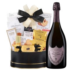 Dom Perignon Rose Brut Champagne with Golden Gift Basket