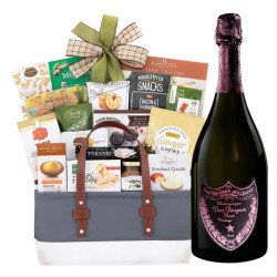 Dom Perignon Rose Vintage Brut and Gourmet Delight Gift Basket
