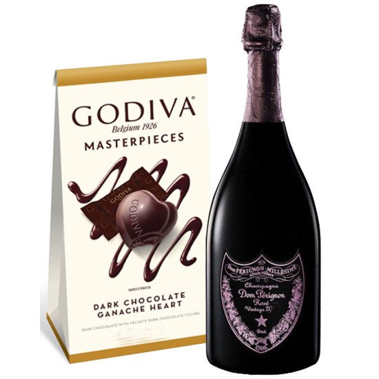 Dom Perignon Rose & Godiva Chocolates Gift Set