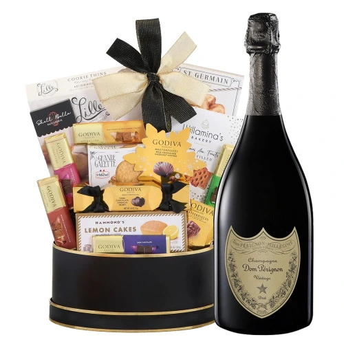 Dom Perignon And Godiva Black & Gold Celebration Basket