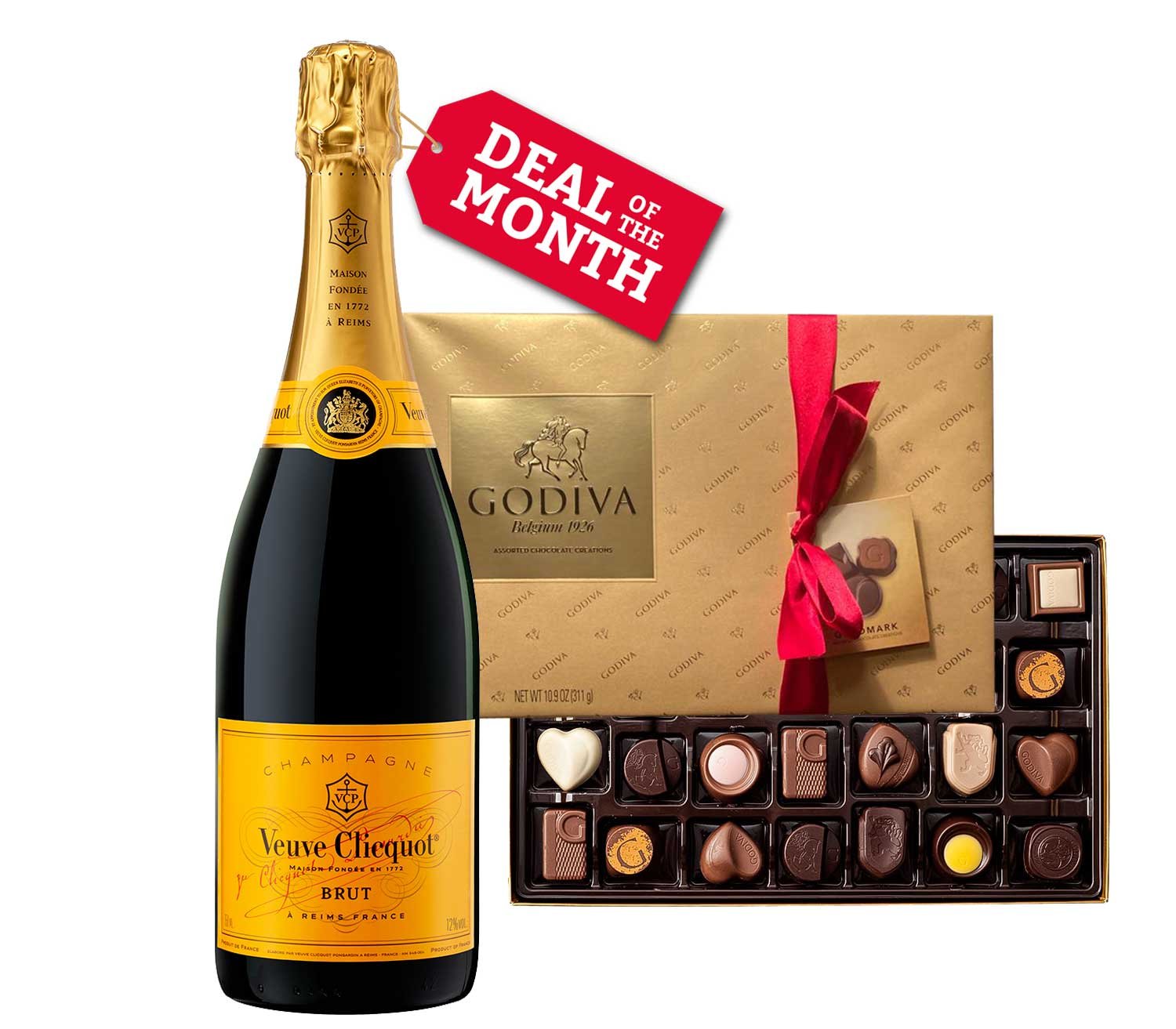 Veuve Clicquot Brut Champagne with Godiva 26pc Gift Box