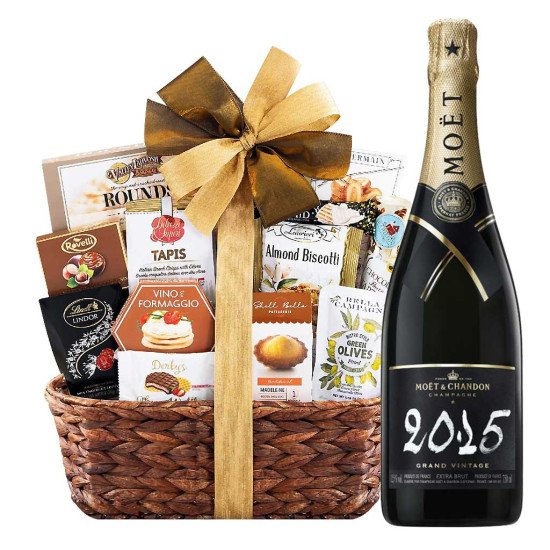 Moet & Chandon Grand Vintage 2015 Champagne With Bon Appetit Gourmet Gift Basket