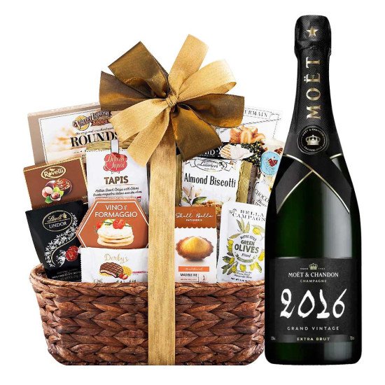 Moet & Chandon Grand Vintage 2016 Champagne With Bon Appetit Gourmet Gift Basket