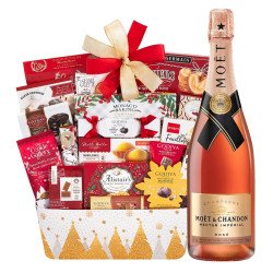 Moet and Chandon Nectar Imperial Rose & Assorted Godiva Chocolates Gift Basket Moet and Chandon Nectar Imperial Rose & Assorted Godiva Chocolates Gift Basket