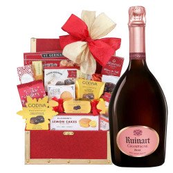 Ruinart Rosé Champagne And Golden Gift Basket