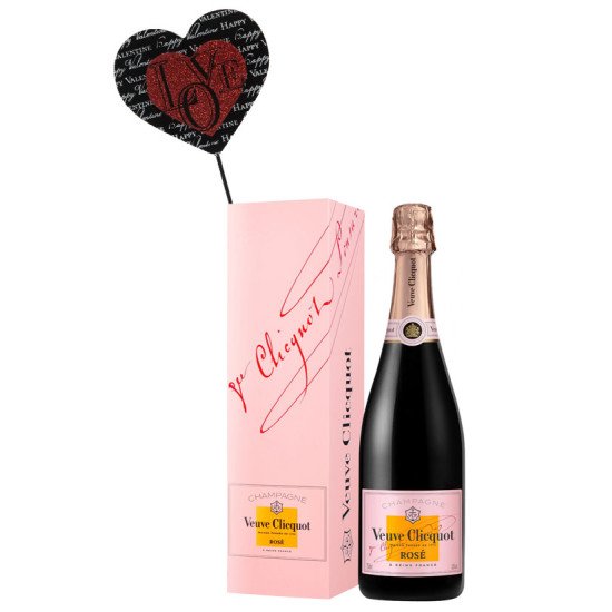 Veuve Clicquot Rose with Wood Pick Heart