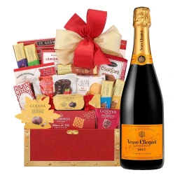 Veuve Clicquot Champagne With Golden Godiva Chocolate Gift Basket