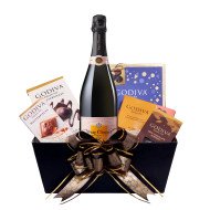 Veuve Clicquot Rose & Assorted Godiva Chocolates Gift Basket