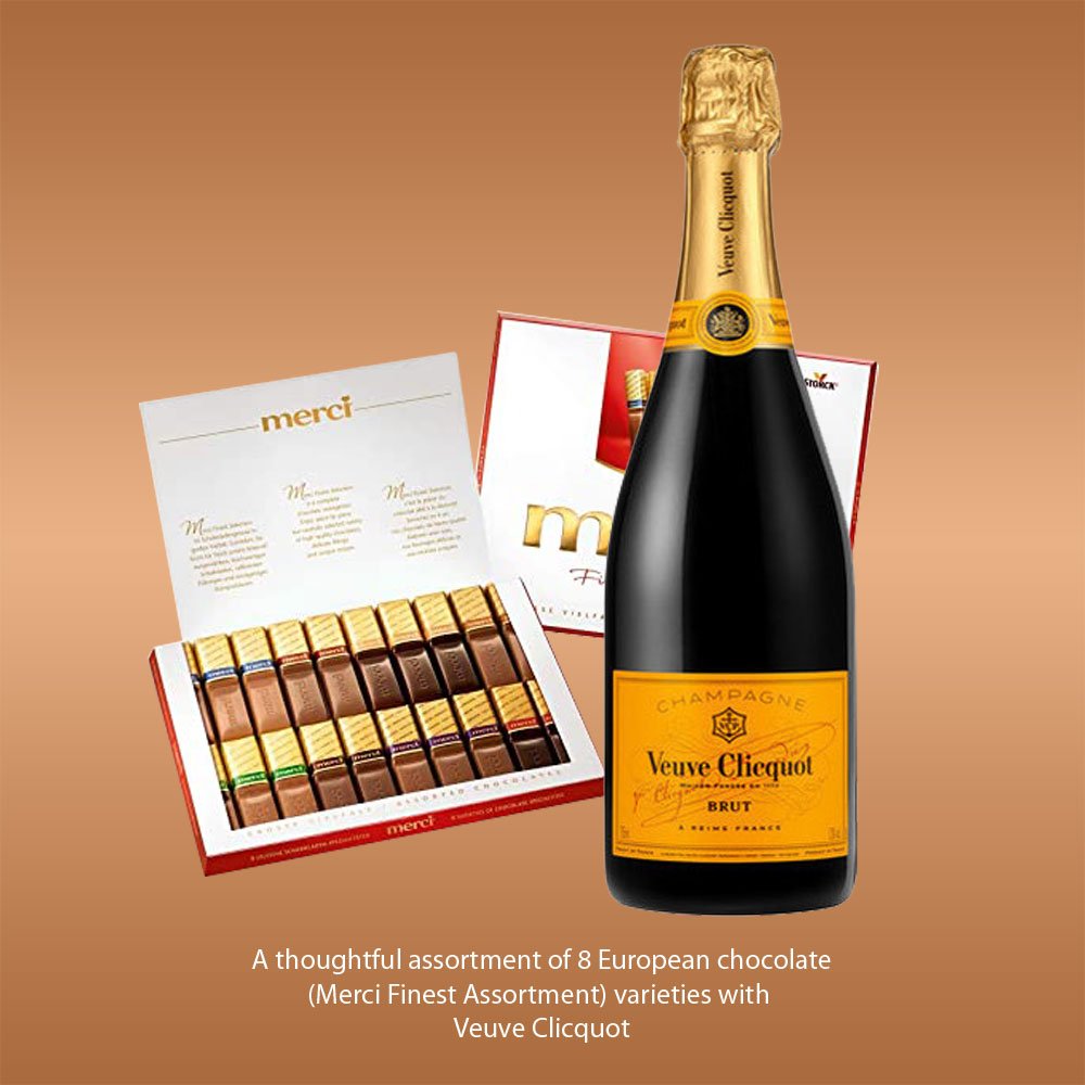 Veuve Clicquot Champagne with Merci Chocolate Gift Box