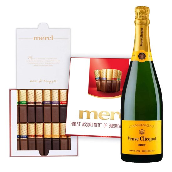 Veuve Clicquot with Merci Finest Assortment Chocolate Gift Box Veuve Clicquot with Merci Finest Assortment Chocolate Gift Box