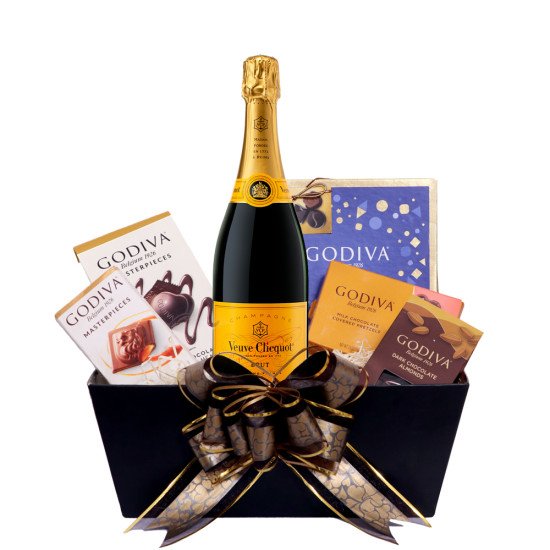 Veuve Clicquot Champagne and Godiva Chocolate Gift Basket