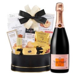 Veuve Clicquot Rose Champagne With Golden Gift Basket