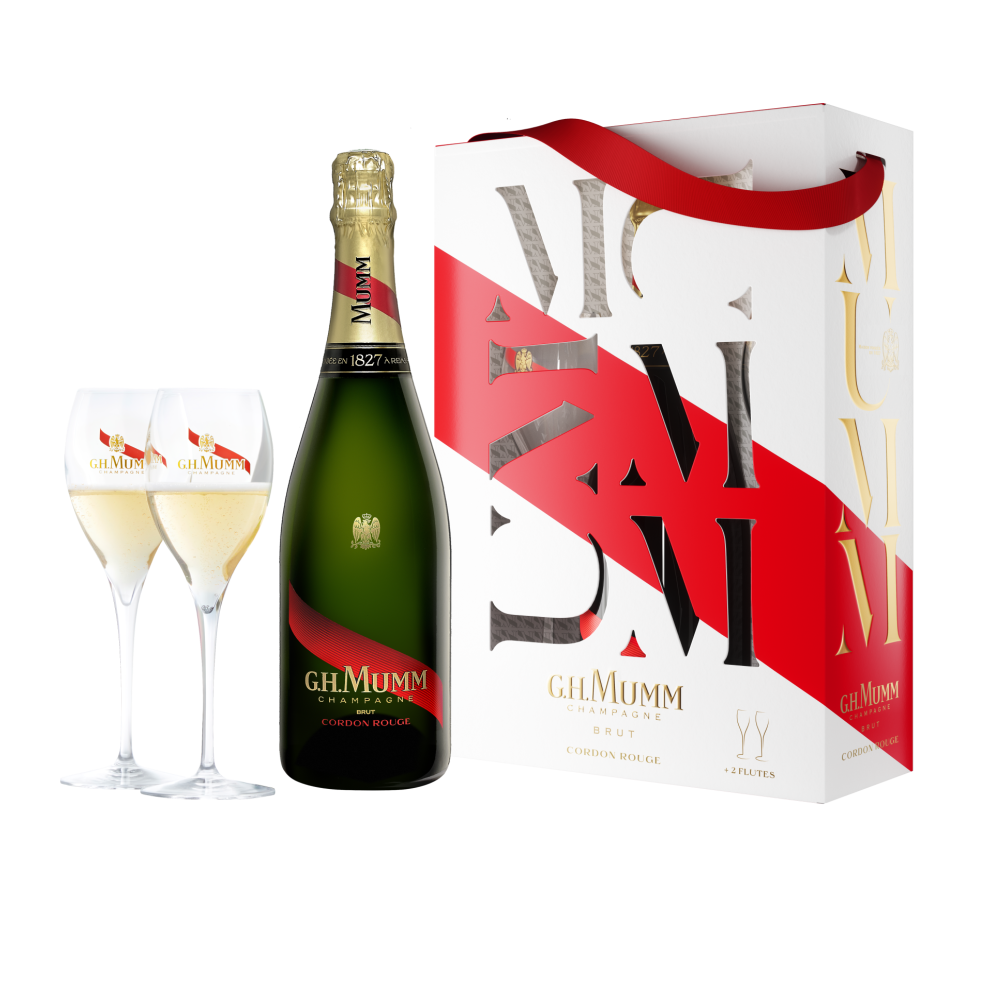 champagne and flutes gift