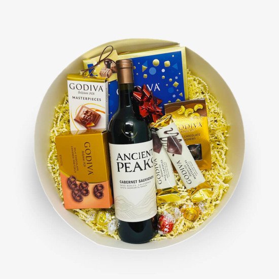 Ancient Peaks Cabernet Paso Robles Wine and Godiva Chocolates Gift Box