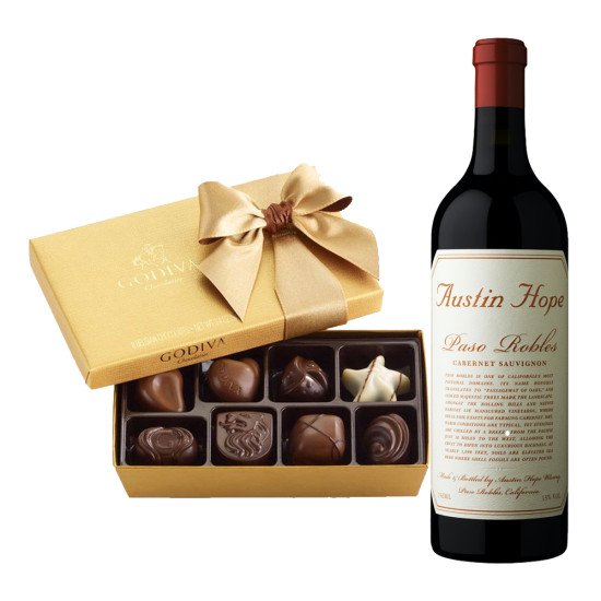 Austin Hope Cabernet Sauvignon Wine and Godiva Chocolate Gift Box