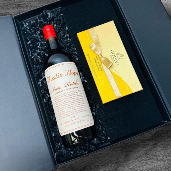 Austin Hope Cabernet Sauvignon Wine and Godiva 8 Pc Gift Box