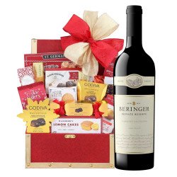 Beringer Private Reserve Napa Valley Cabernet Wine with Godiva Gift Basket