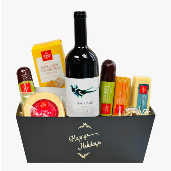 Happy Holiday Gaja Dagromis Barolo Wine Cheese Gift Basket Happy Holiday Gaja Dagromis Barolo Wine Cheese Gift Basket