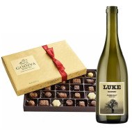 Luke Chardonnay Wine And Godiva 26 Pc Chocolate Gift Set