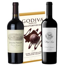 Napa Valley Wines Basket & Godiva Chocolates Gift Box 
