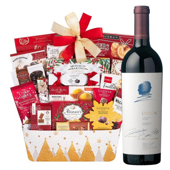 Holiday Wishes Gift Basket With Opus One