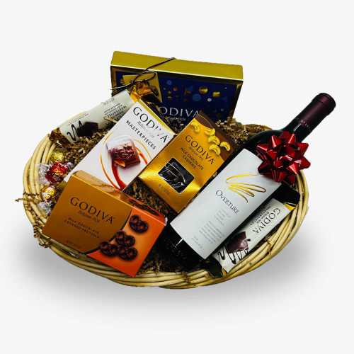 Shop Online Overture Red Wine & Godiva Chocolates