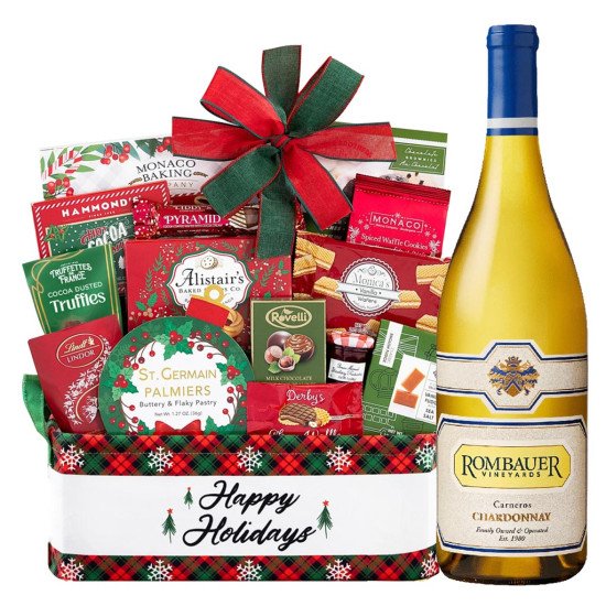 Rombauer Vineyards Chardonnay, Carneros Wine With Holiday Basket Rombauer Vineyards Chardonnay, Carneros Wine With Holiday Basket