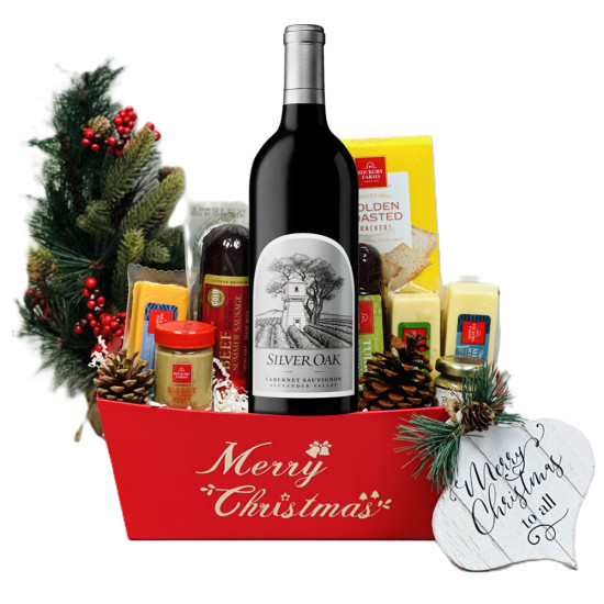 Silver Oak Alexander Valley And Merry Christmas Wine Gift Basket Silver Oak Alexander Valley And Merry Christmas Wine Gift Basket
