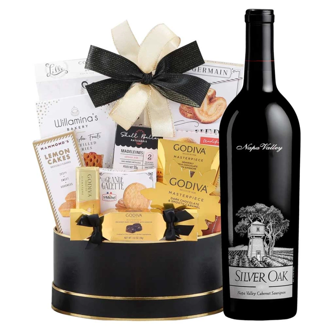 Silver Oak Cabernet Sauvignon Wine & Golden Godiva Gift Basket