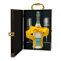Hand Painted Sparkling Wine And Flutes Gift Set