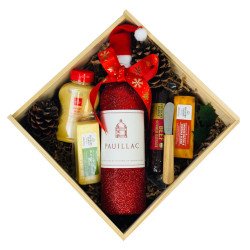Hand Painted Pauillac de Chateau Latour Wine And Christmas Gift Basket