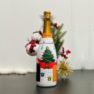 Painted Veuve Clicquot Champagne Bottle for Christmas
