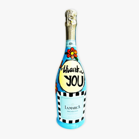 Hand-Painted Thank You La Marca Prosecco Bottle