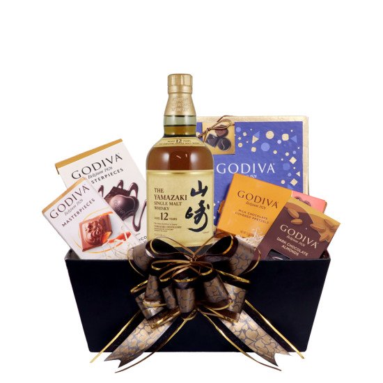 Yamazaki Japanese and Godiva Chocolate Gift Basket (12yr Single Malt Whiskey)
