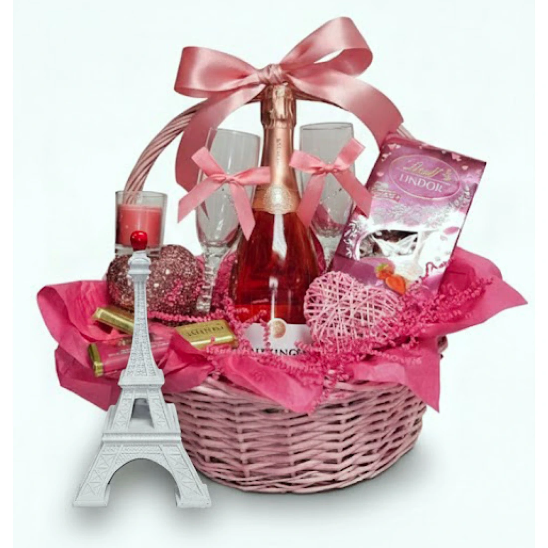 Pink Romance Champagne Gift Basket for Galentine’s Day