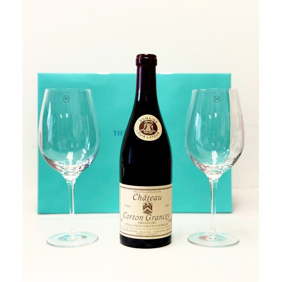 Chateau Corton Grancey + Tiffany Wine Glasses Set