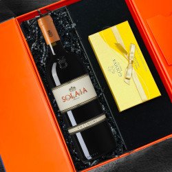 Antinori Solaia 2018 Wine with Godiva 8-Piece Chocolate Gift Box