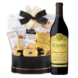 Caymus Cabernet Sauvignon Wine and Godiva Celebration Chocolate Gift Basket