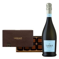 La Marca Prosecco And Läderach Paves Grand Cru Noir Chocolate Gift Set