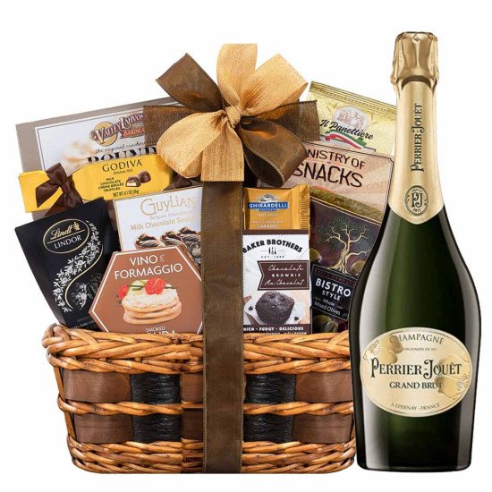 Perrier-Jouet Grand Brut Champagne With Bon Appetit Gourmet Gift Basket