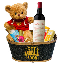 Austin Hope Cabernet Get Well Soon Gift Basket with Teddy Bear