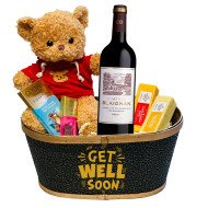 Château Blaignan Bordeaux Get Well Soon Gift Basket with Teddy Bear