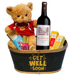 Château Blaignan Bordeaux Get Well Soon Gift Basket with Teddy Bear