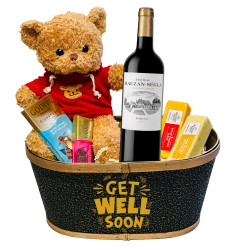 Château Rauzan-Ségla Margaux Get Well Soon Gift Basket with Teddy Bear
