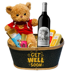 Silver Oak Cabernet Get Well Soon Gift Basket with Teddy Bear