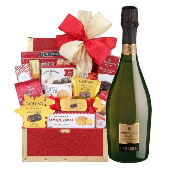 Lamberti Prosecco and Golden Gift Basket Lamberti Prosecco and Golden Gift Basket